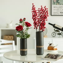 Decorative Modern Ceramic Cylinder Shape Table Vase Flower Holder with Rope