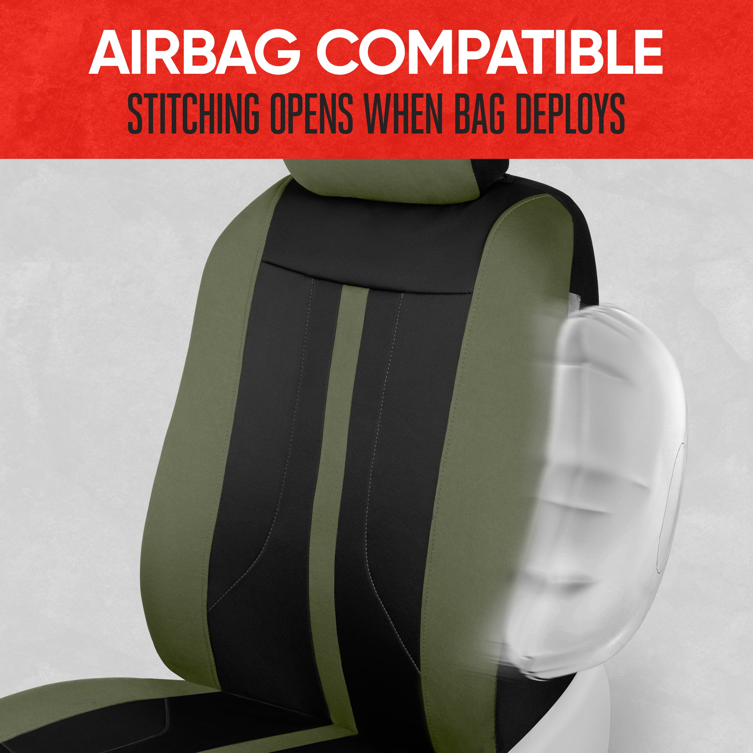 Motor Trend Green Cloth Car Seat Covers for Front Seats – Premium Automotive Bucket Seat Covers, Made for Vehicles with Removable Headrests, Interior Covers for Car Truck Van SUV