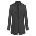 thumbnail image 3 of Lyinloo Fashion Women Wool Coat Trench Jacket Ladies Warm Long Overcoat Outwear Dark Gray XXXXL, 3 of 4