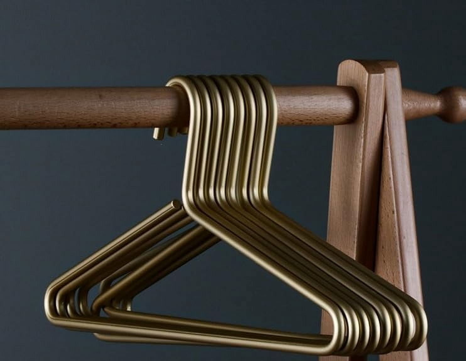 Premium Matte Gold Aluminum Coat Hanger Set of 10, 16.5 Inch Smooth Durable Metal Shirt & Dress Hangers, Clothing Support Hanger