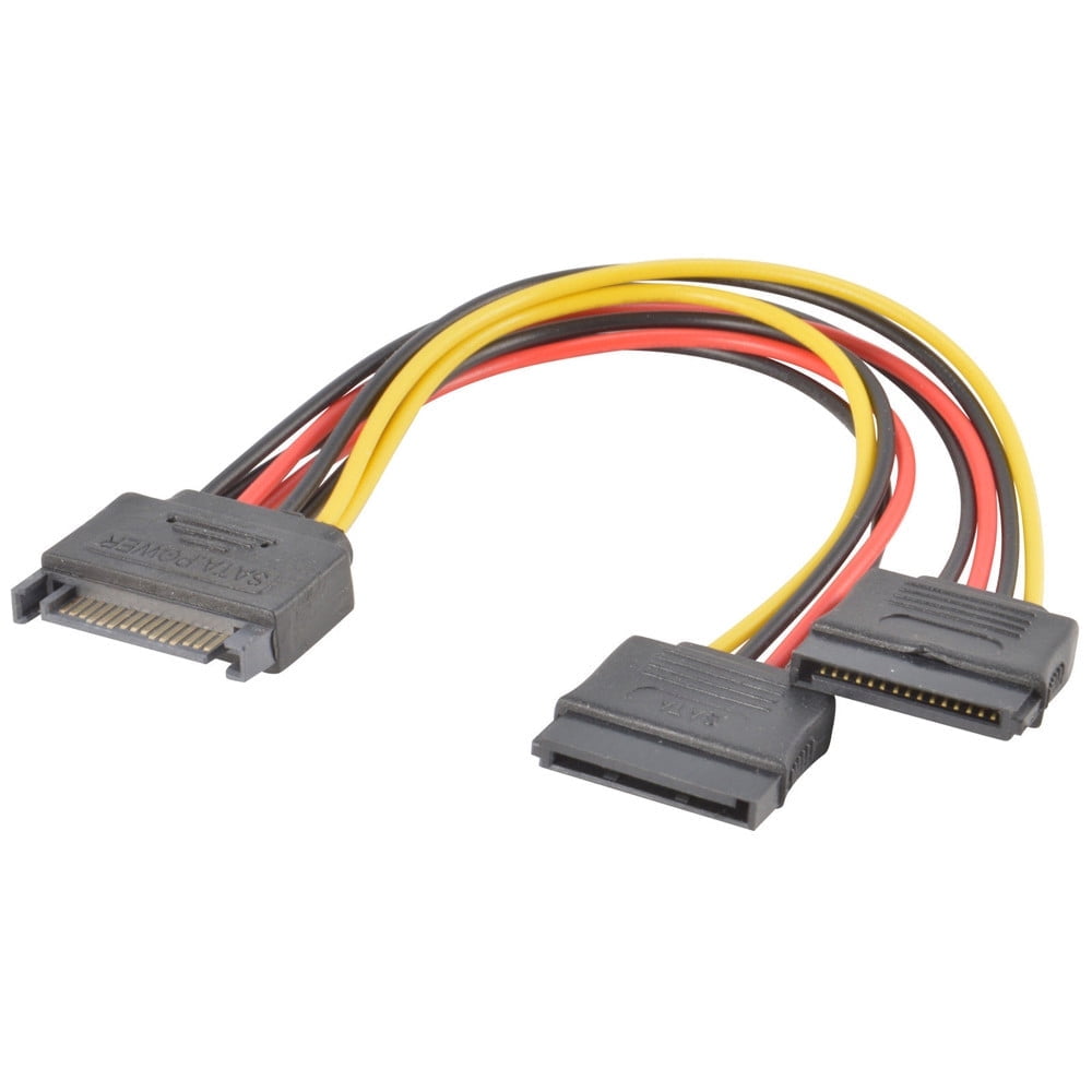SATA To Dual 4-Pin Molex Splitter Cable - 15 Pin Power Y Connector For Hard Drives