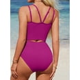 thumbnail image 4 of Sociala Women's Sporty Two Piece Swimsuit Ribbed Tummy Control Bathing Suit with Pockets High Waisted Bikini Sets, 4 of 8