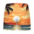 thumbnail image 3 of DeHolifer Shorts for Men Plus Size Hawaii Printed Elastic Waisted Drawstring Loose Summer Beach Loungewear Shorts with Pocket Orange 2XL, 3 of 3