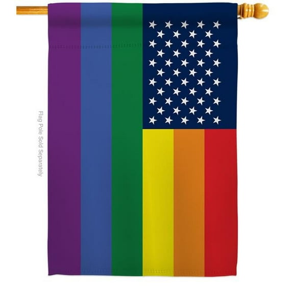 Americana Home & Garden H148666-BO US Pride Support 28 x 40 in. Double-Sided Decorative Horizontal House Flags for Decoration Banner Garden Yard Gift