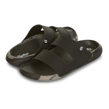 Floopi Flip Flops for Men with Double Straps Men Beach Sandals With Heal and Arch Support Comfort Fit Men Slides with Indoor & Outdoor Anti Skid Soles, Color Black, Size 9