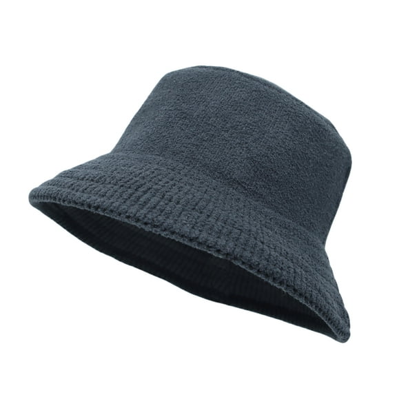 WITHMOONS Winter Cotton Womens Knitted Bucket Hat Bowler Fedora Cap NCB1304 (Charcoal)