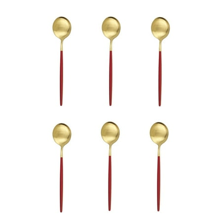 

6Pcs Matte Colorful Tea Spoon Dessert Ice Cream Stainless Steel Spoon Impressing Coffee Spoon Kitchen Accessories Flatware