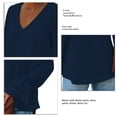 thumbnail image 4 of Blusa con cuello en V elegante blusa de manga larga con volantes color puro informal para fiestas de citas ANGGREK  Otros, 4 of 5
