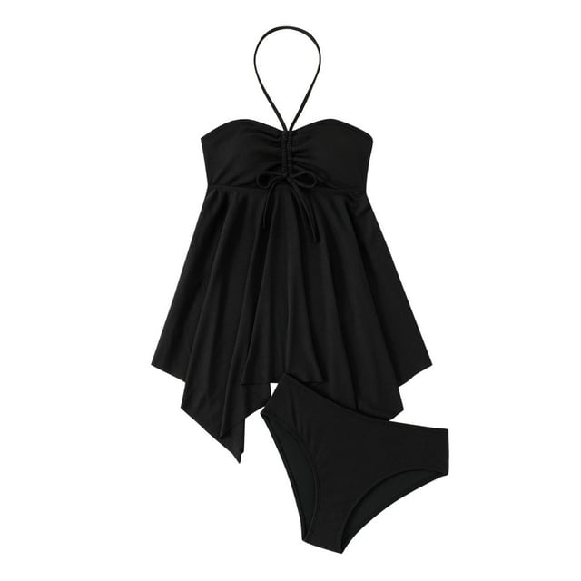 Maillots de Bain pour Femmes Grande Taille, Maillot de Bain Tankini pour Femmes 2 Pcs, Haut Tankini Froncé avec Short de Bain, Robe de Bain Fluide P-2TG Maillots de Bain pour Femmes