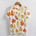 thumbnail image 3 of Autumn Harvest Maple Leaves Thanksgiving Women's T-Shirt Short Sleeve T Shirts Tops Tee Ladies Loose T, 3 of 6