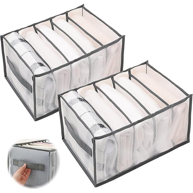 Organizador de cajones para ropa, organizador de armario de ropa, caja de almacenamiento de malla plegable, compartimento de almacenamiento de cajón lavable para camisetas, camisas,