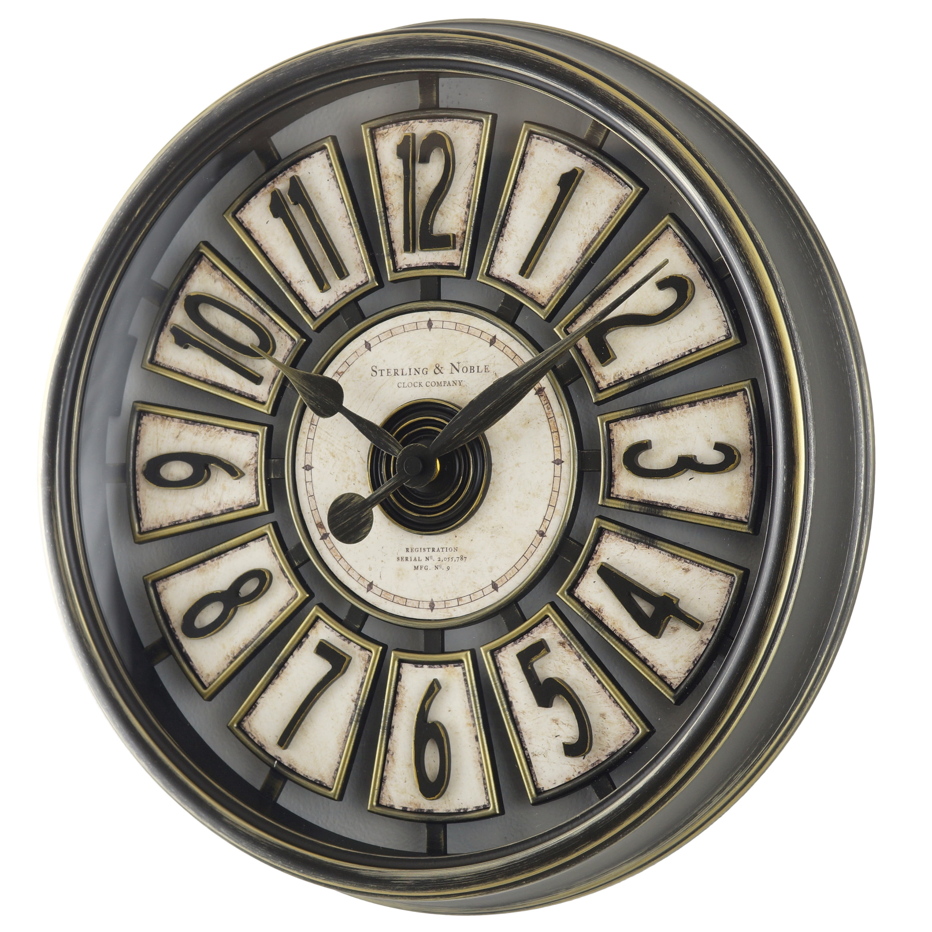 Better Homes & Gardens Indoor 15.5" Bronze Raised Arabic Segmented Panel Traditional Analog Wall Clock