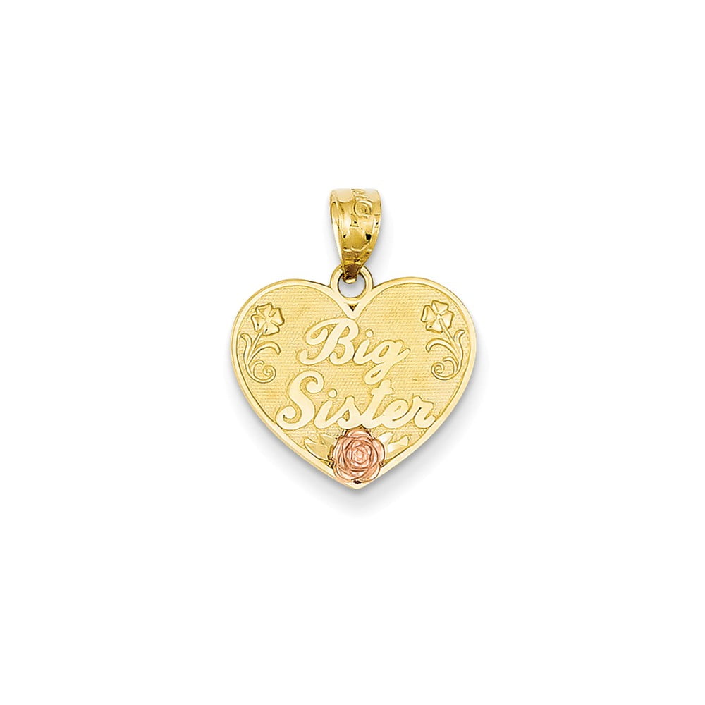 14k Two-tone and Rhodium Sister Heart Pendant New Charm