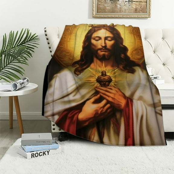 COMIO Sacred Heart Jesus Christ Throw Blanket Ultra-Soft Micro Blanket Movies Blanket for Bed Couch Living Room