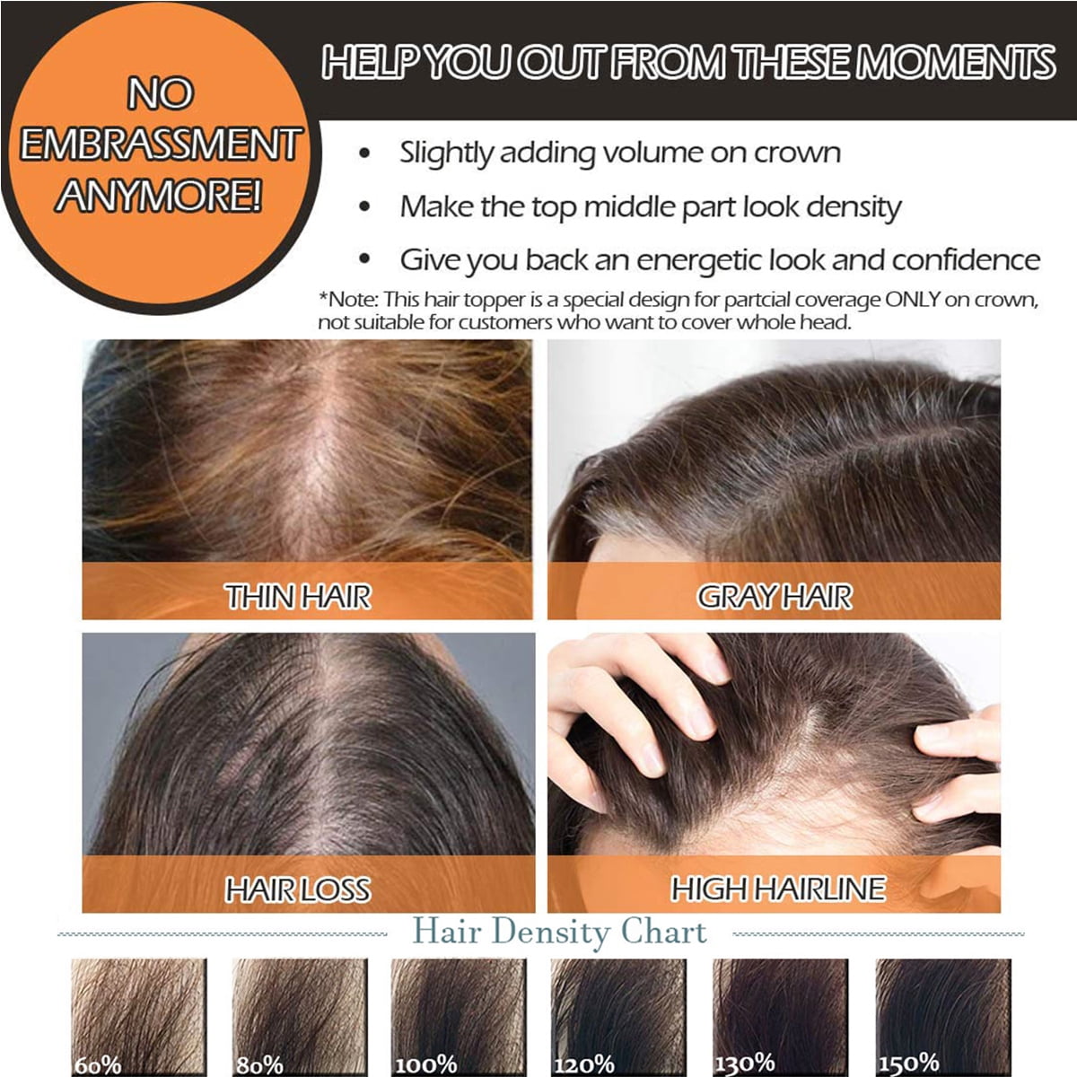 SEGO Clip in Hair Extensions Human Hair Toppers with Bangs 100% Real Human Hair for Thinning/Loss Hair Natural Black Hair Pieces