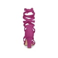 thumbnail image 2 of BLISSFUL STEP Women's Sandals Solid Color Mid Block Heels Lace up Sandals Hot Pink 7, 2 of 7