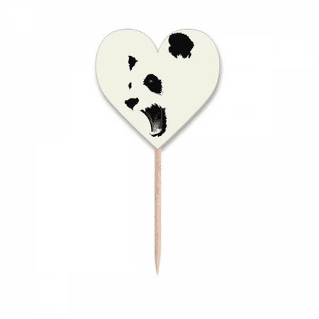 Panda Black White Open Mouth Color Block Toothpick Flags Heart Lable Cupcake Picks