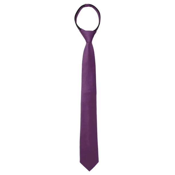 INSPIRE CHIC Corbatas delgadas para hombres, corbatas de color sólido con cremallera, corbata ajustable para el cuello, corbata de boda para el novio, púrpura profundo, talla única