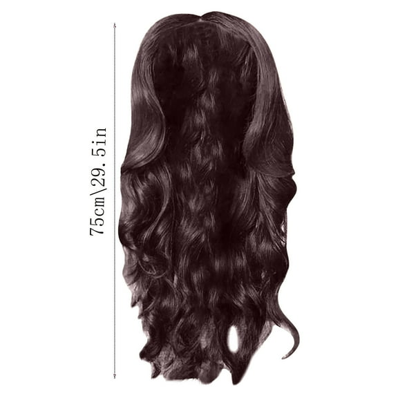 Wig with Bangs, Wigs for Women, Ladies Small Curly Hair Sets Wavy Curls Wig Can Be Straightened And Bent 29.5 Inches (Dark Brown)