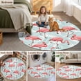 thumbnail image 5 of Pink Flamingo Round Area Rug 8Ft Washable Large Circle Rugs for Living Room Dorm, Blue Summer Tropical Plants Leaves Non-Slip Carpet Floor Mats Indoor Outdoor Carpet Runner Aesthetic Home Decor, 5 of 8