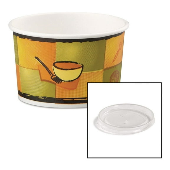 8 oz. to 10 oz. Streetside Paper Food Container with Plastic Lid (250/Carton)