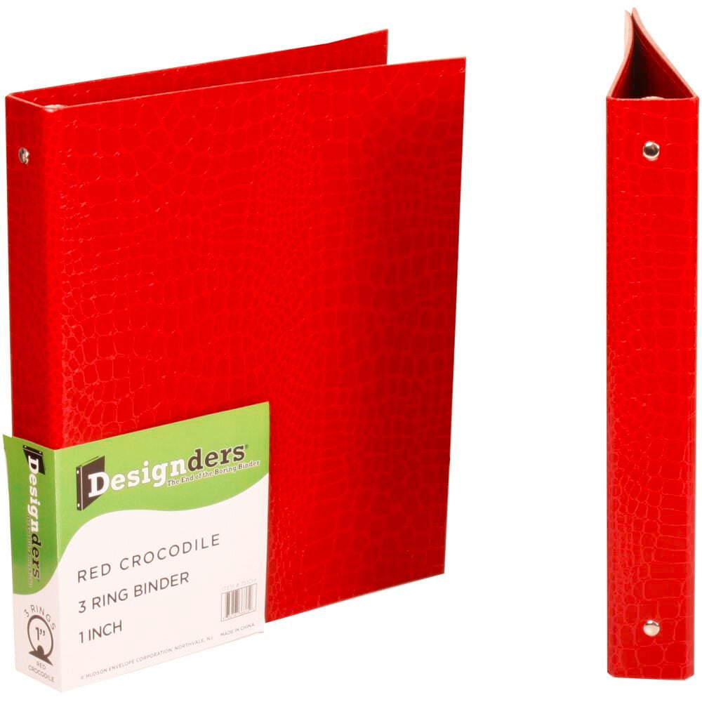 JAM Crocodile 1 in Binders, 3 Metal Rings, Red, 1/Pack