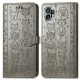 thumbnail image 6 of for Nothing Phone (1) Case, Premium PU Leather Wallet Case [Cat & Dog & Flowers Embossed] Card Slots Kickstand Magnetic Closure Flip Case Cover for Nothing Phone (1),Gray, 6 of 6