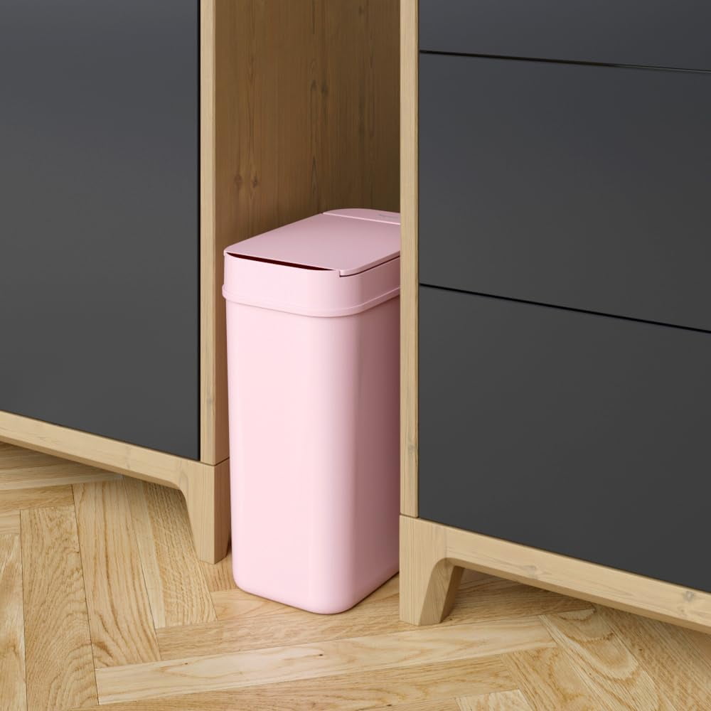 3 Gallon Pink Sensor Bathroom Trash Can Slim and Space-Saving 10 L Home Office Garbage Bin