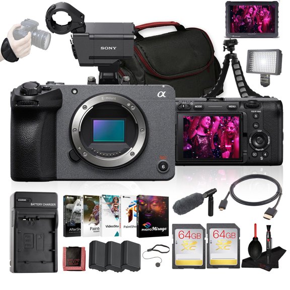 Sony FX30 Cinema Line Camera with XLR Handle Unit (ILME-FX30) – 26MP APS-C Sensor | 4K Super 35 Recording |4K Monitor, 2 x 64GB SF-G Tough Card, Pro Mic, Bag, 3 x NP-FZ100 Compatible Battery and More