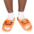 thumbnail image 6 of JeashCHAT Halloween Pumpkin Lantern Fuzzy Slippers Soft Plush Cozy Open Toe Slides Indoor Outdoor Slippers Memory Foam House Bedroom Slippers, 6 of 6
