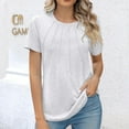 thumbnail image 2 of YI YI Womens Summer Short Sleeve Tops Crewneck Pleated Dressy Casual Top Basic T Shirts Work Tee Blouses 2XL White, 2 of 9