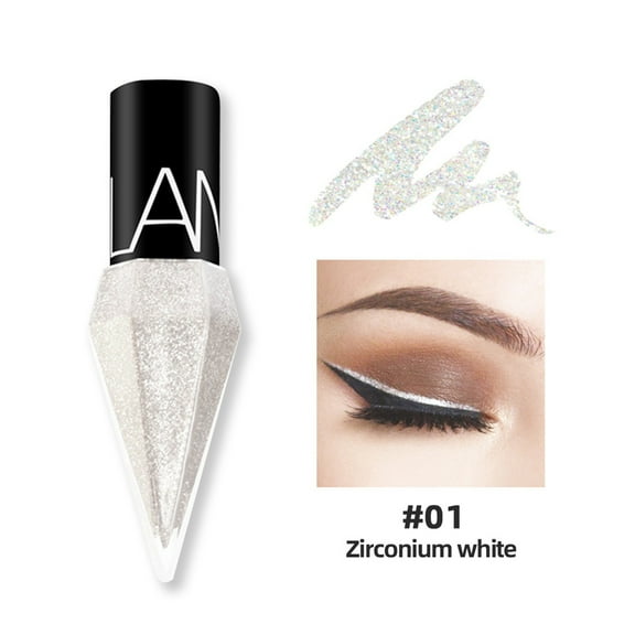 HHBEAUTY Glitter Diamond Eyeliner, 5 Colors Shimmer Waterproof Smudge Proof Long Lasting, Ultra Fine Tip Shiny, Quick Drying, High Pigment Sparkle for Women Girl, White