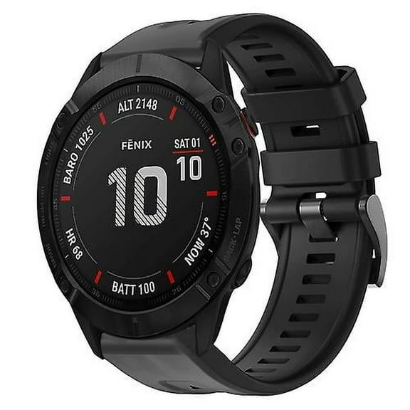 For Garmin Fenix 6x Pro Metal Buckle Solid Color Silicone Watch Band