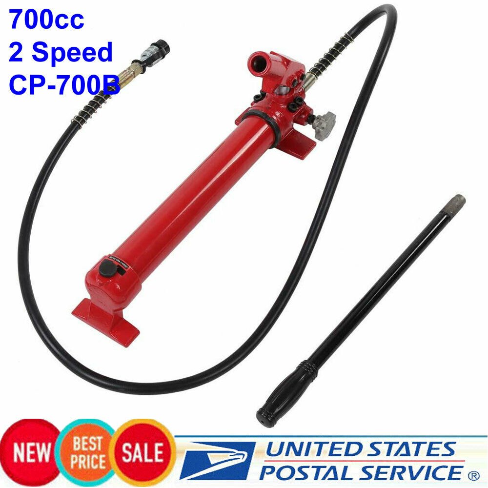 700cc Manual Hand Hydraulic Pump 2 Stage 10,000 PSI 2 Speed Single