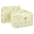 thumbnail image 1 of Bolsas de maquillaje acolchadas de 2 piezas, bolsa de tocador acolchada de algodón para mujeres, bolsa de maquillaje floral amarilla, naranja, 1 of 7
