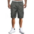 thumbnail image 1 of hirigin Men's Adjustable Drawstring Shorts, Multiple Large Pockets Cargo Shorts, Solid Color Knee-Length Short Sweatpants, 1 of 6