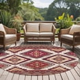 thumbnail image 6 of Red Orange Boho Round Area Rug 5ft Washable Large Round Rug for Living Room, Soft Non-Slip Circle Rugs for Dining Room, Geometric Tribal Southwestern Floor Carpet for Bedroom Entryway Home Office, 6 of 9
