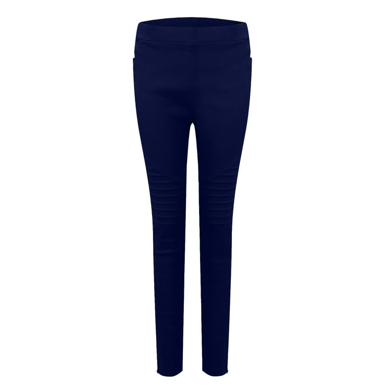 Thick Jeggings With Pockets Women High Waisted Cargo Casual Cropped Pencil Pant Lounge Stretch Plus Size Skinny Pants Stretch Tight Denim Jeans Navy