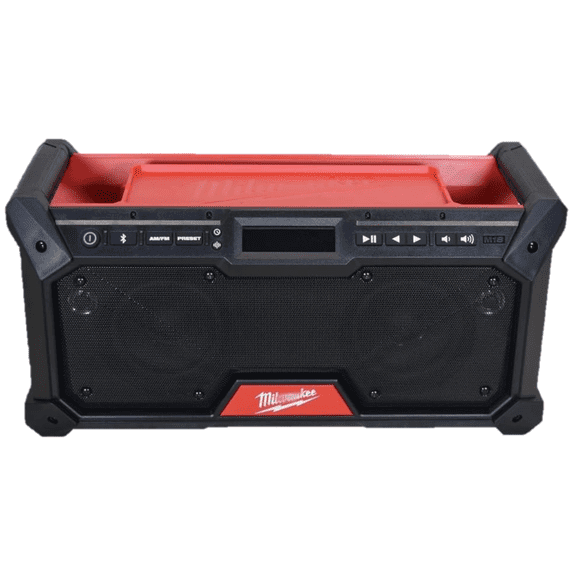 Milwaukee M18 Bluetooth Jobsite Radio (2952-20) – Dual 3.5 in Woofers, Bluetooth 5.0, AM/FM, USB-C Charging, Tool Only