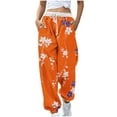 thumbnail image 2 of WFJCJPAF 2024 New Product Clearance！ Pants for Women Plus Size Stretch Two Pairs,Women Fashion Color Blocked Printed Drawstring Pants - Orange S, 2 of 5