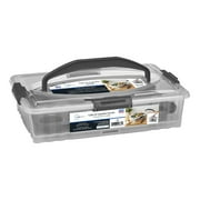 Mainstays Dessert Carrier, Rectangular Design, Clear Plastic with Dark Gray Handle and Clasps, Includes Slice-and-Serve Utensil (1 Each) 18 x 12 x 4.3