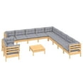 thumbnail image 3 of vidaXL 12 Piece Patio Lounge Set with Cushions Black Solid Pinewood, 3 of 8