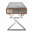 thumbnail image 5 of Pasargad Home Brookline Stainless Steel with Genuine Leather Desk, Brown, 5 of 11