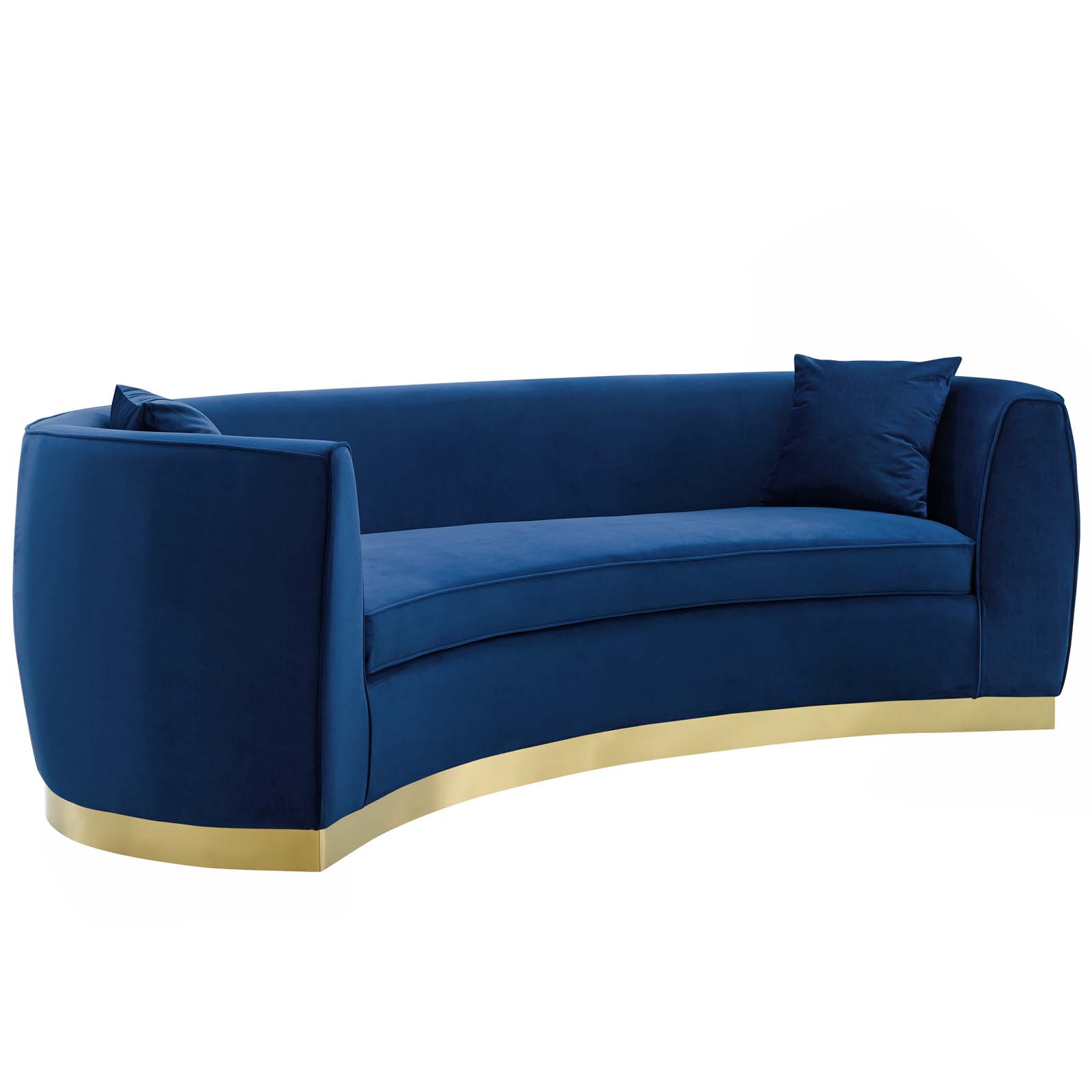 Modway Resolute Curved Performance Velvet Stainless Steel Sofa in Navy - image 2 of 6