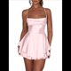 thumbnail image 3 of Mono Elegante de Satén de Corte A para Mujer, Sin Mangas, con Espalda Descubierta y Tirantes Finos, con . Rosa S, 3 of 8