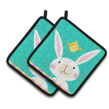 

Caroline s Treasures Happy Easter Rabbit Pair of Pot Holders