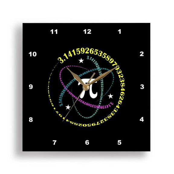 3dRose, The number Pi in the center of the atomic symbol made of Pi digits, 15x15 Wall Clock