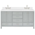 thumbnail image 2 of ARIEL Cambridge 66 Inch Double Oval Sink Bathroom Vanity With Carrara White Quartz Countertop 1.5 Edge In Grey, 2 of 7