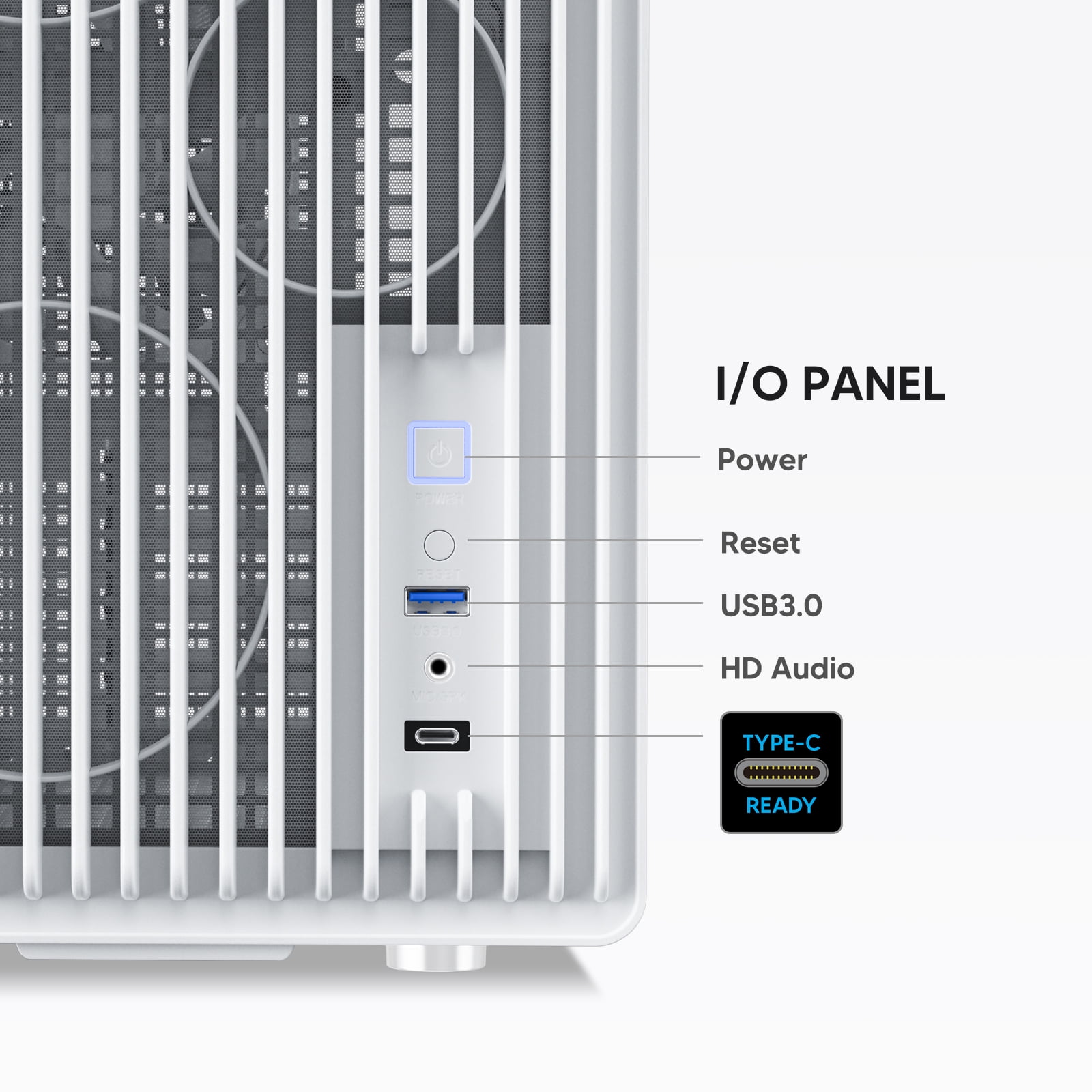 Vetroo M06 Micro-ATX/Mini-ITX Gaming PC Case, Compact High Airflow Mesh Mid Tower, Supports 5×120mm Fans & 240mm Liquid Cooling, GPU Up to 355mm, Adjustable PSU Mount, USB Type-C I/O - White