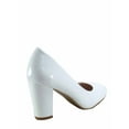 thumbnail image 2 of Songful-3 Women's Fashion Patent Faux Suede Round Toe Chunky Heel Slip On Pump Dress Shoes, 2 of 2